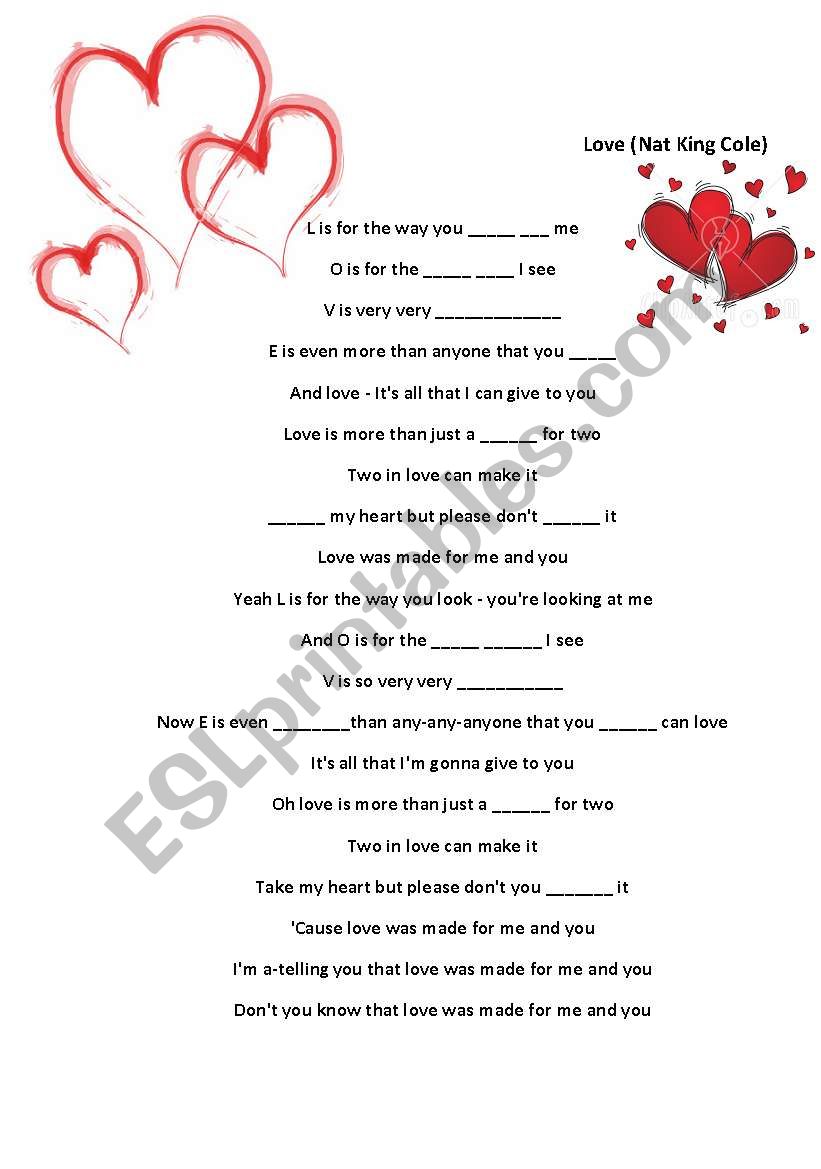 Nat King Cole-Love worksheet