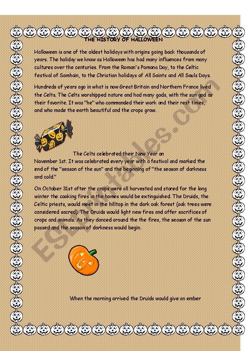 the halloween history worksheet