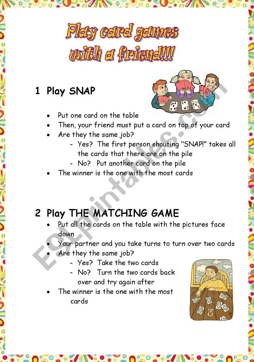 2 CARD GAMES worksheet
