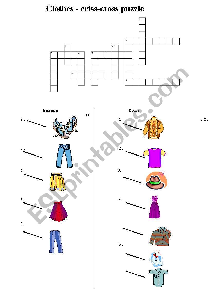 clothes worksheet