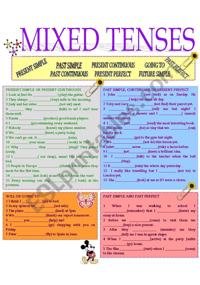 Mixed tenses worksheet