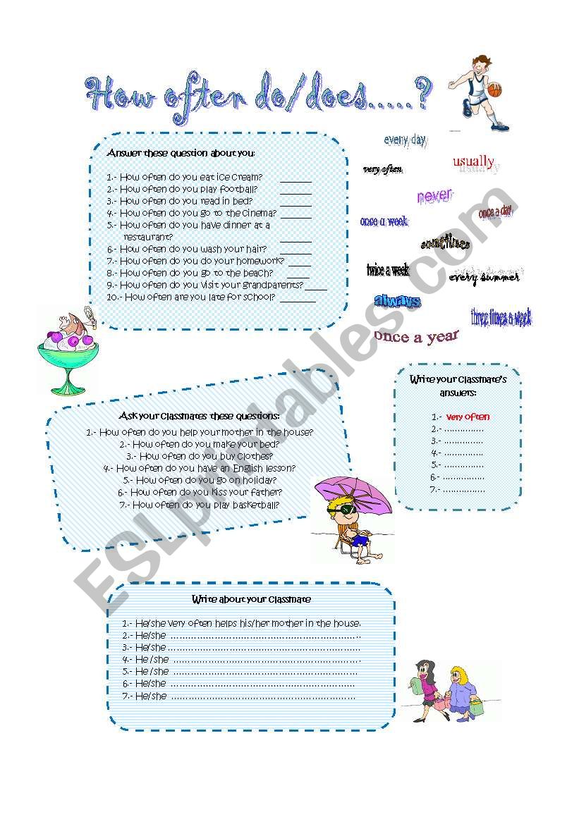 HOW OFTEN DO/DOES....? worksheet