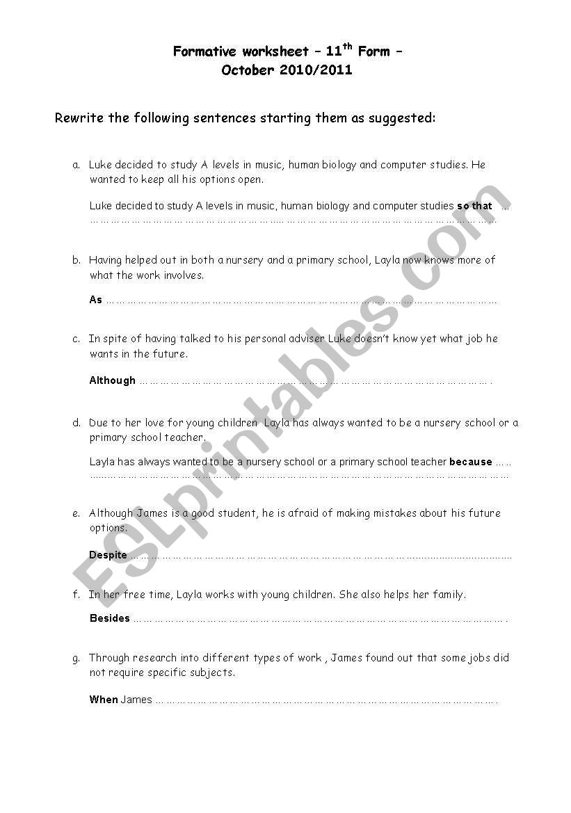 Conjunctions worksheet