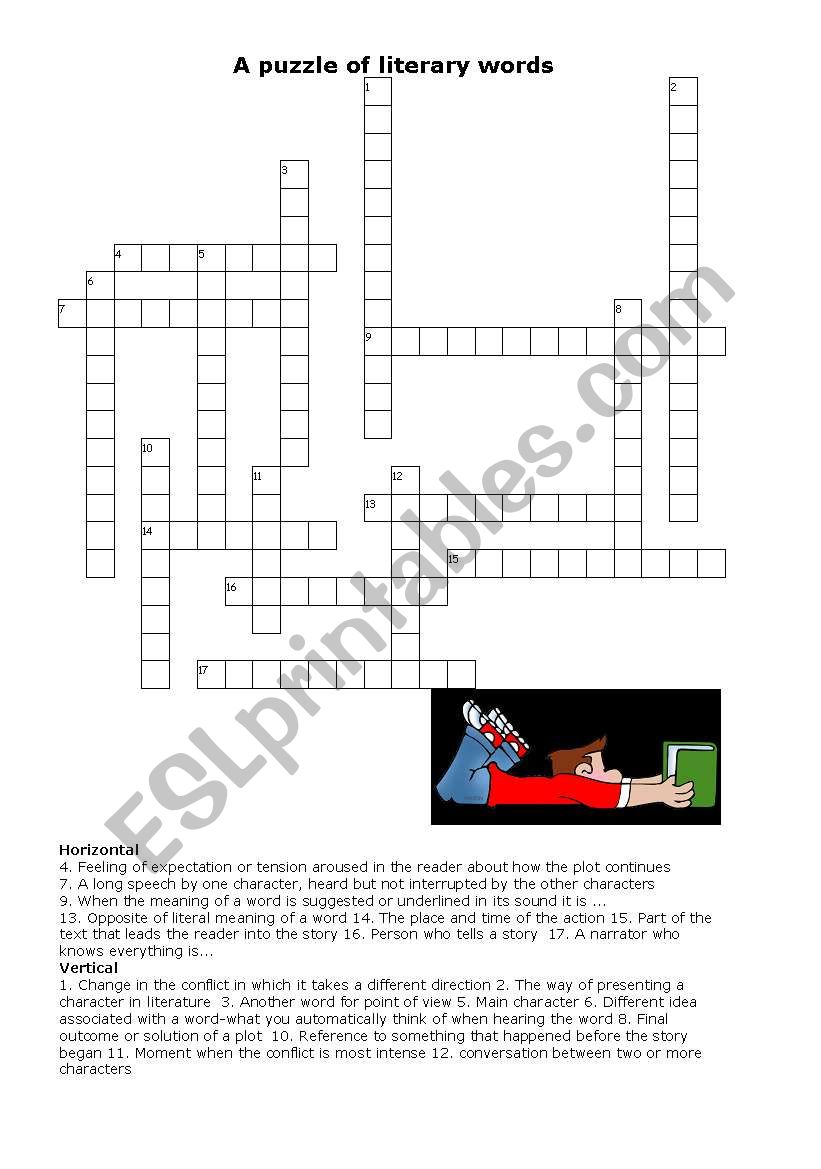  LITERARY TERMS  crossword worksheet