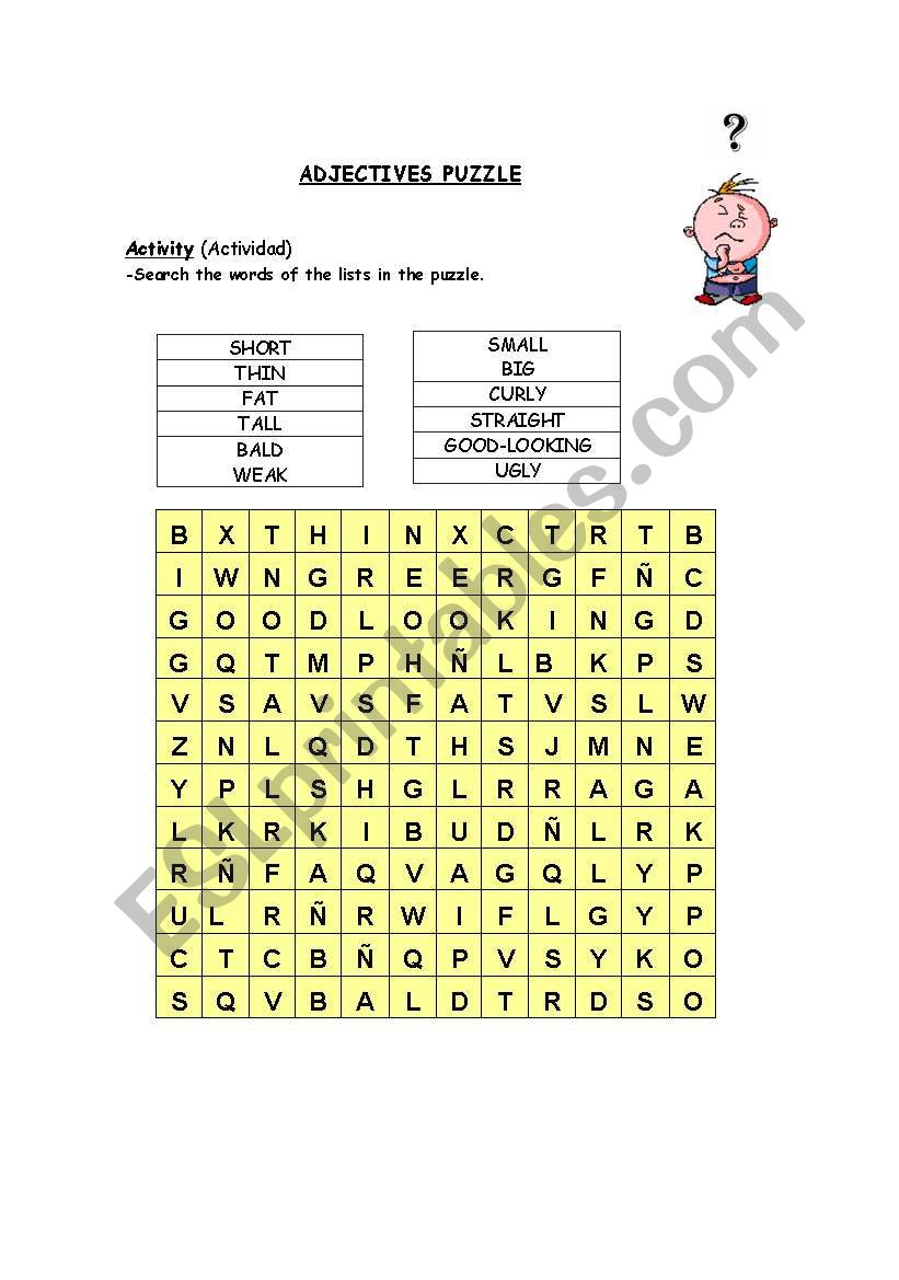 Adjectives Puzzle worksheet