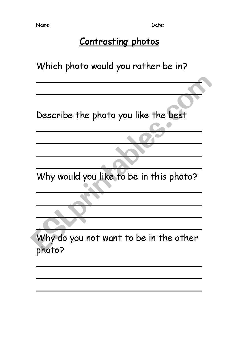 Contrasting  Photos 1 worksheet