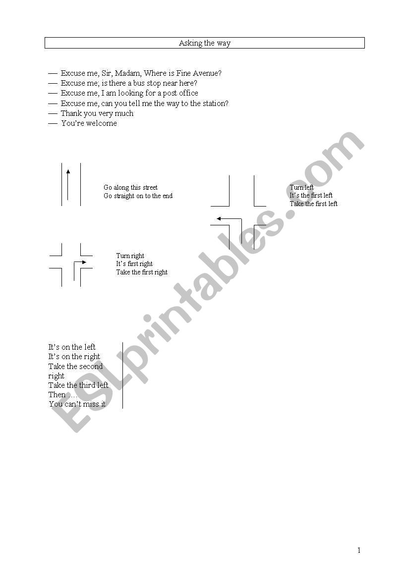 the way worksheet