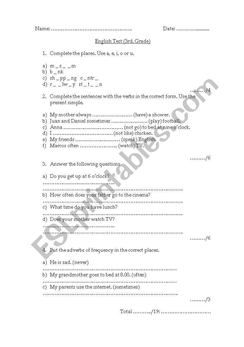 Test worksheet