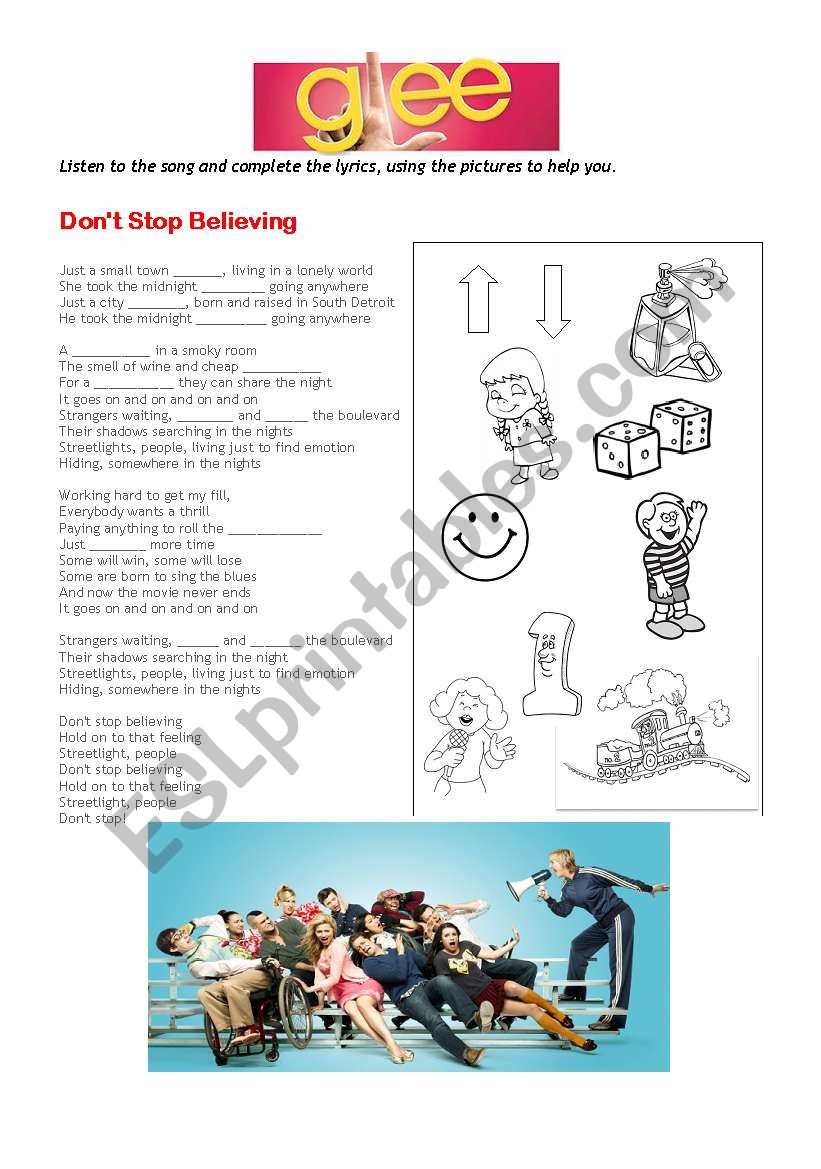 Glee donÂ´t stop believing worksheet