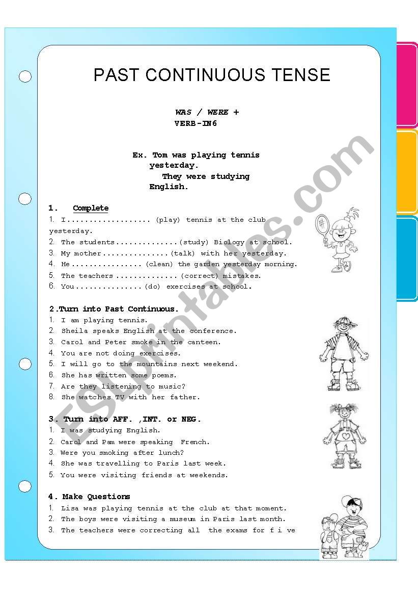 PAST CONTINUOUS TENSE worksheet