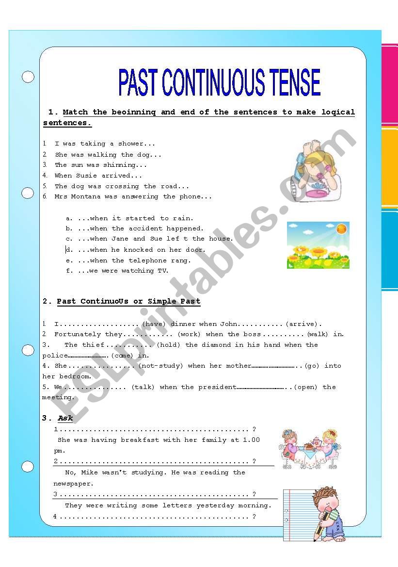 PAST CONTINUOUS TENSE worksheet