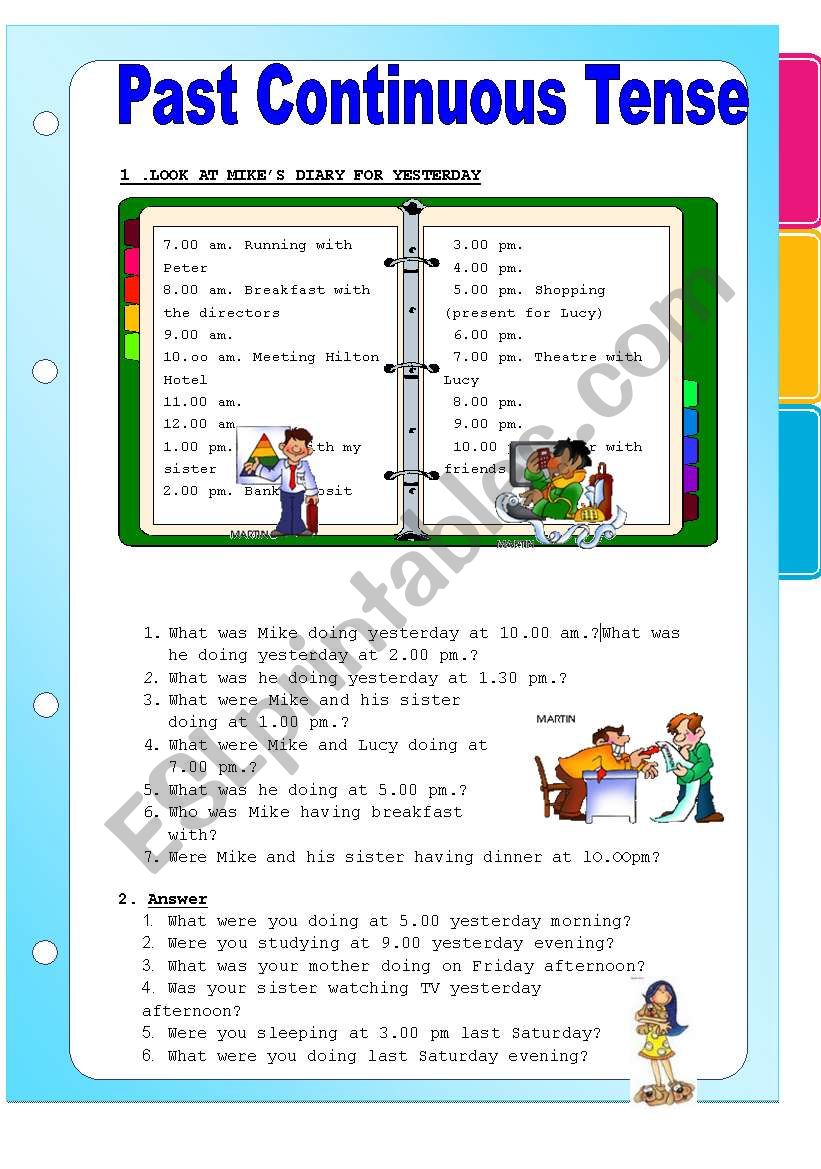 PAST CONTINUOUS TENSE worksheet