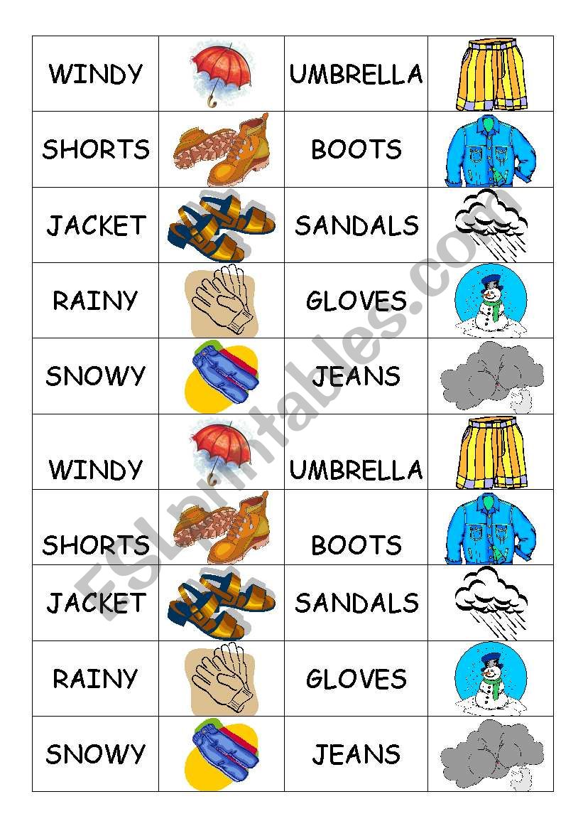 Clothes- Domino Game worksheet
