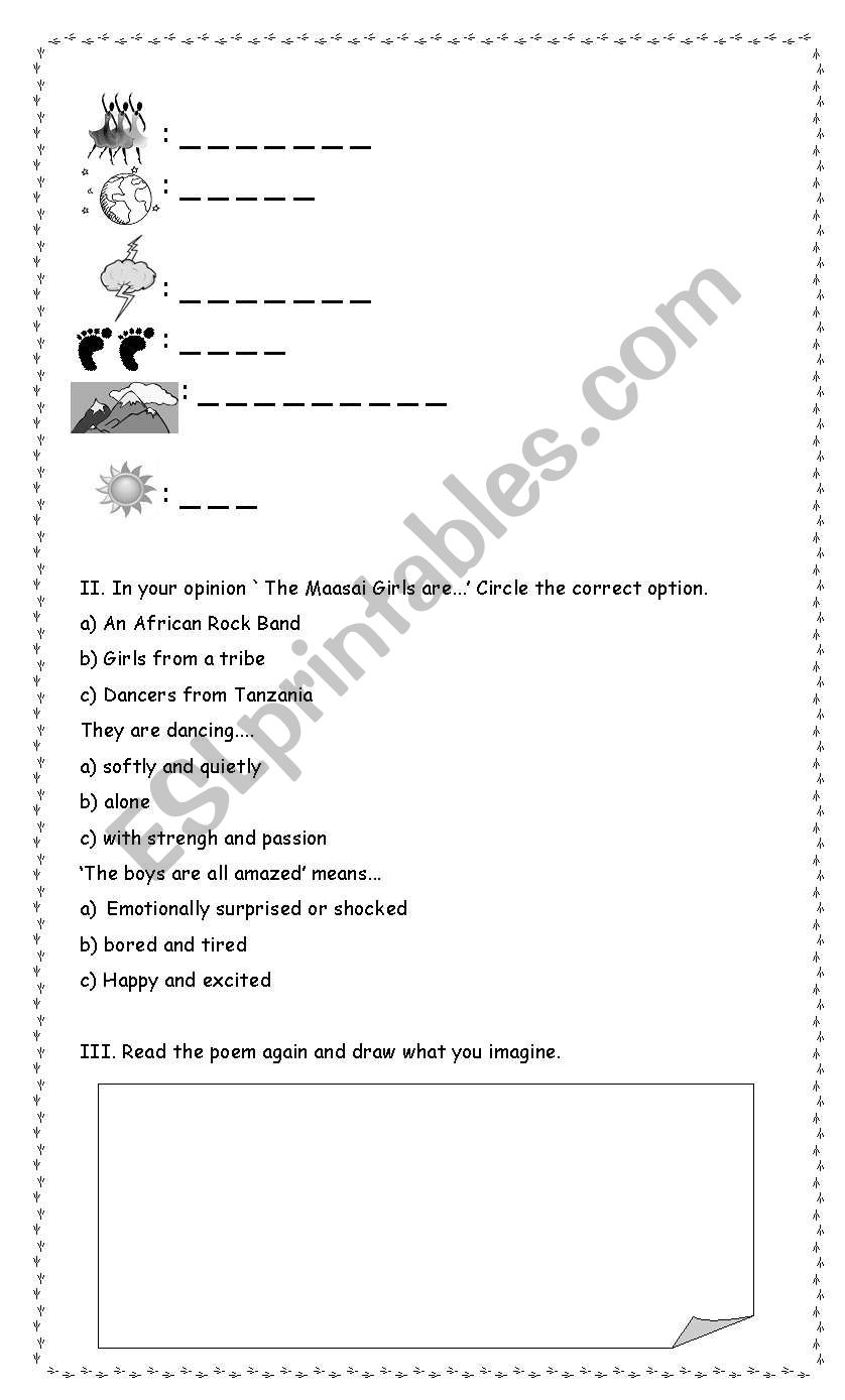 Masaai Girls Second Part worksheet