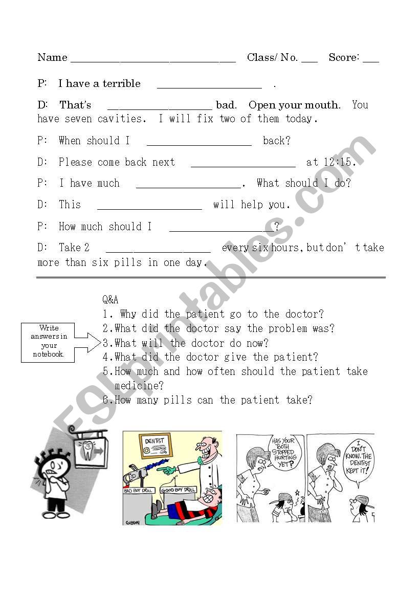 Hospital Visit worksheet