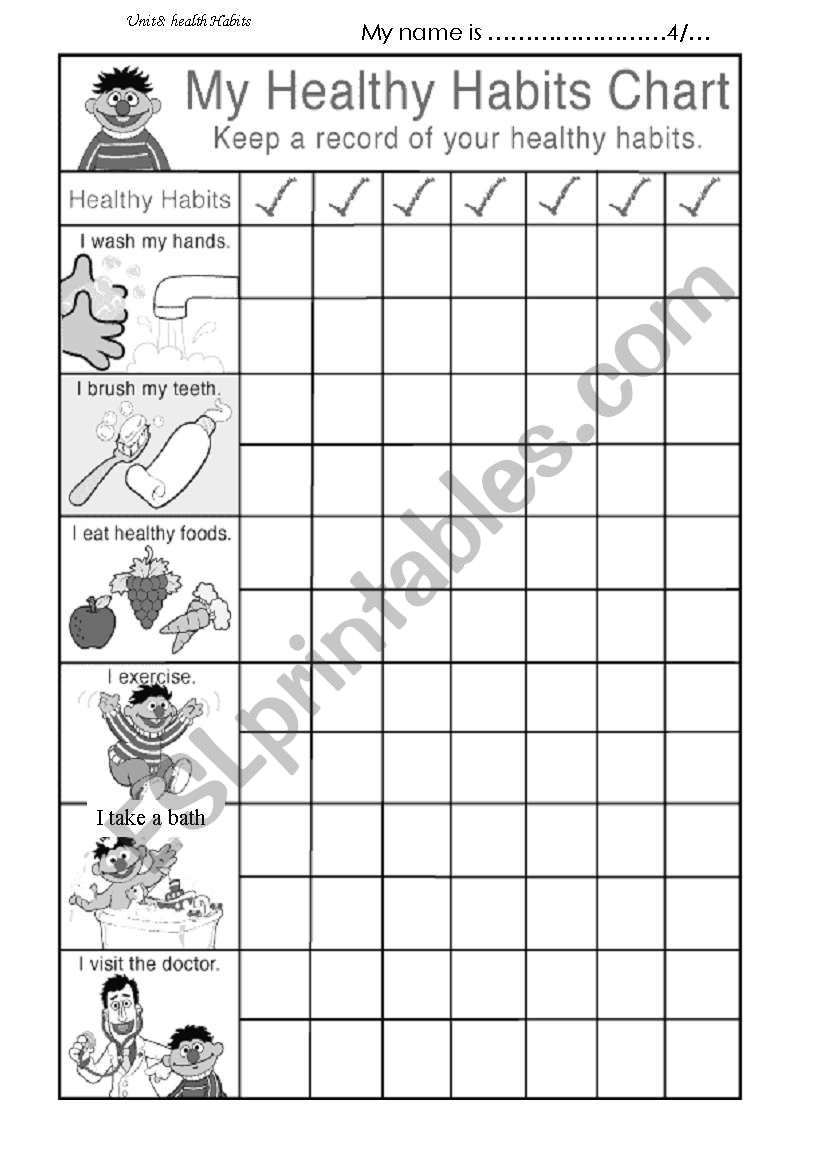 My Healthy Habits Chart worksheet