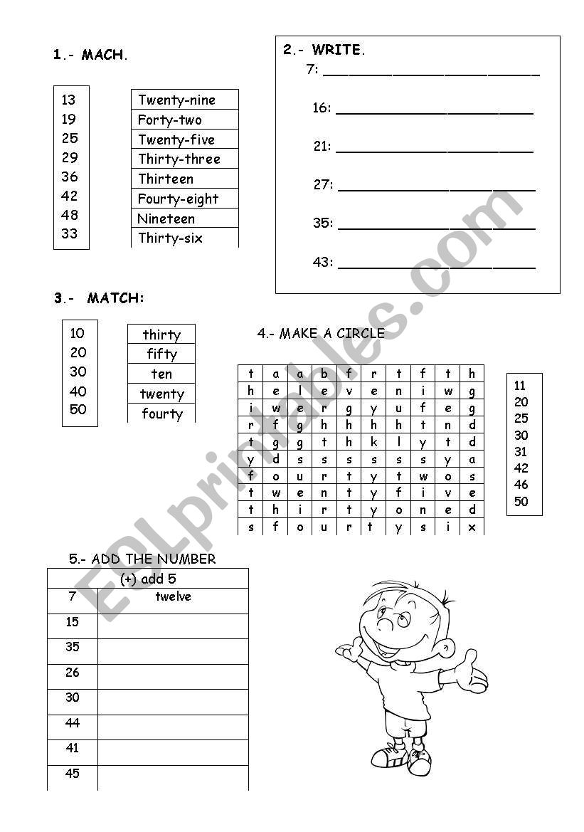 numbers worksheet