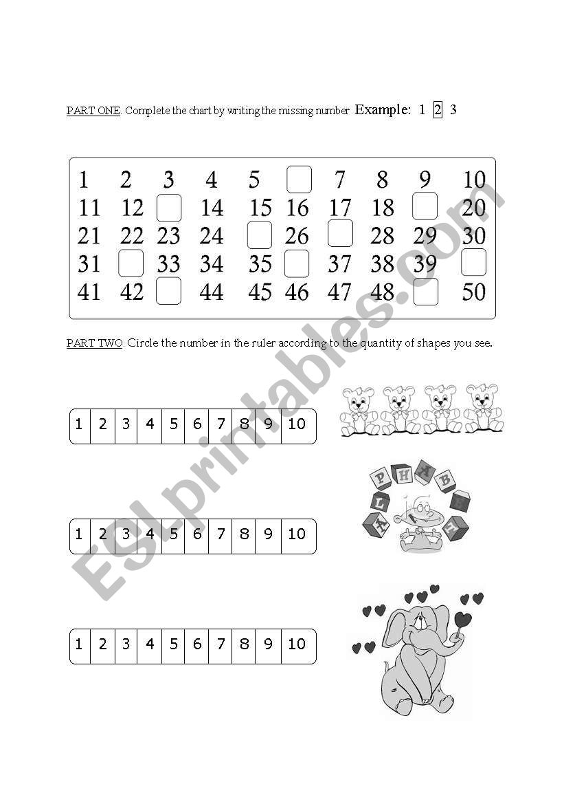 counting from one to fifty worksheet