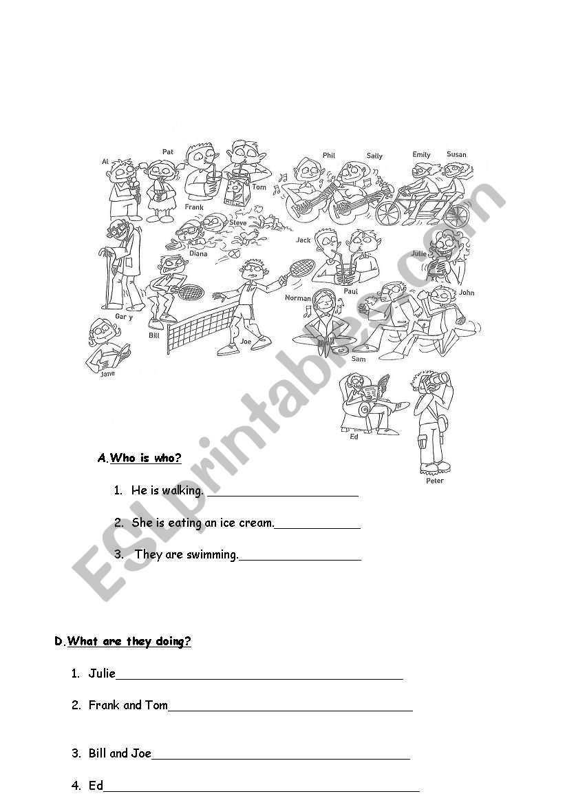 present cont. tense worksheet