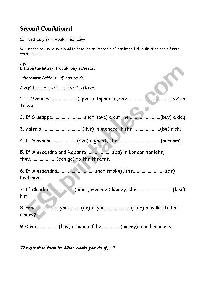Second conditional worksheet