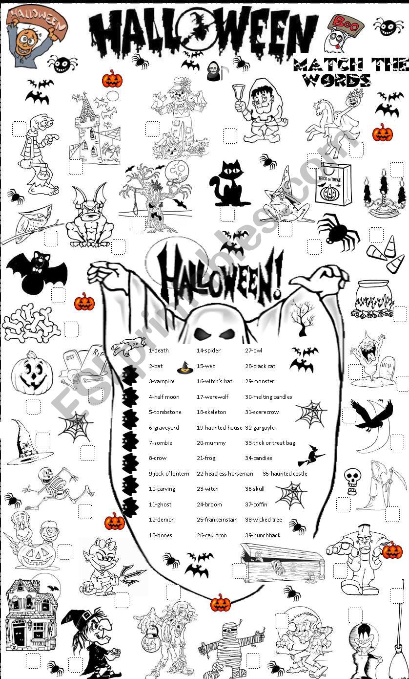 halloween matching worksheet