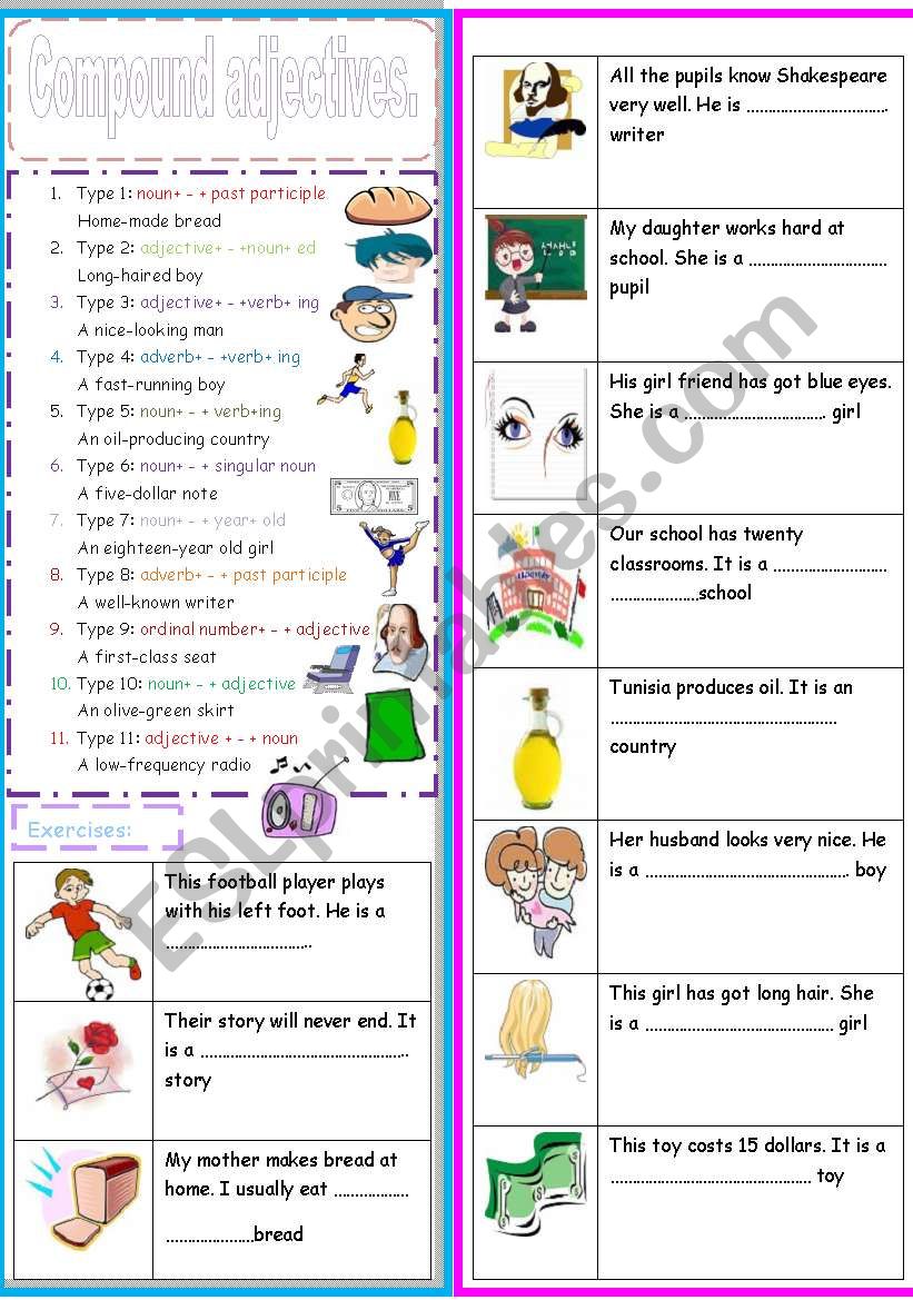 compound adjectives worksheet