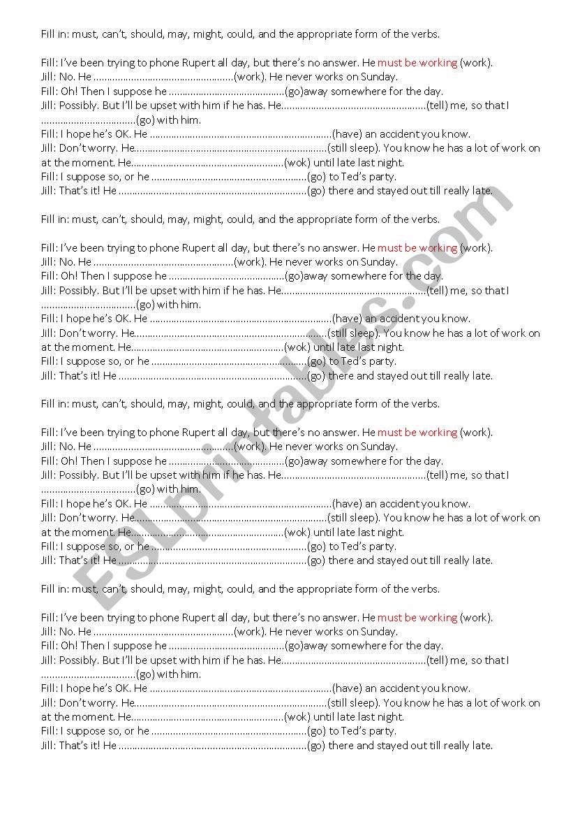modal verbs worksheet