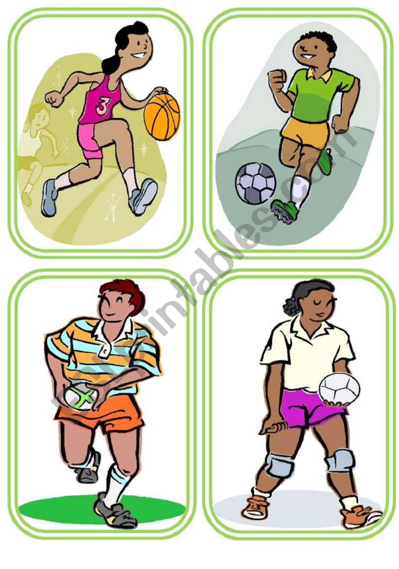 Sports Flashcards- Set of 16- 4 PAGES