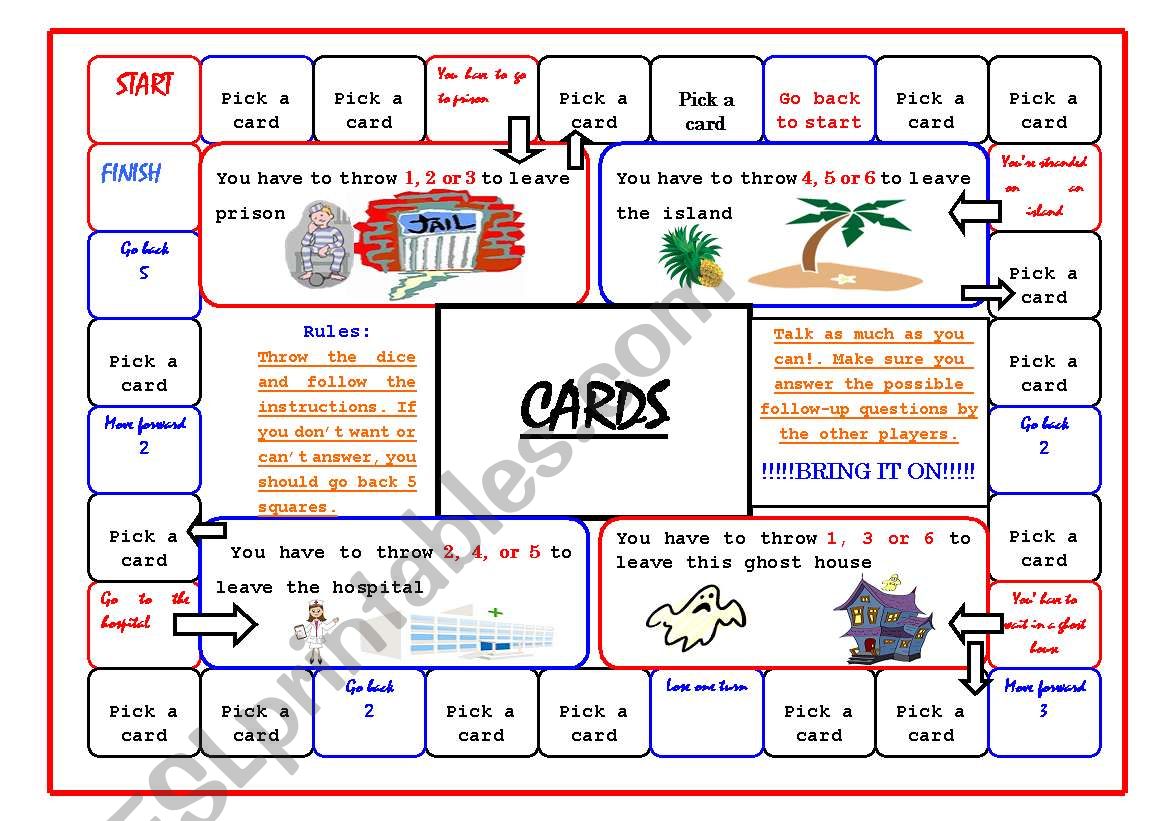 Gameboard + 45 question cards worksheet