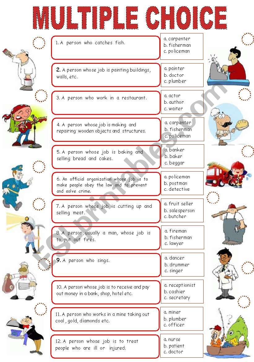 Multiple Choice ( Jobs ) set 1 ( 2 pages )