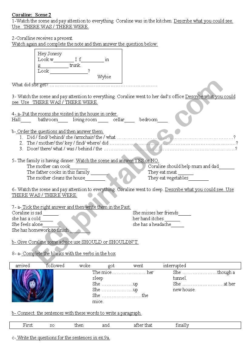 Coraline- Scene 2 worksheet