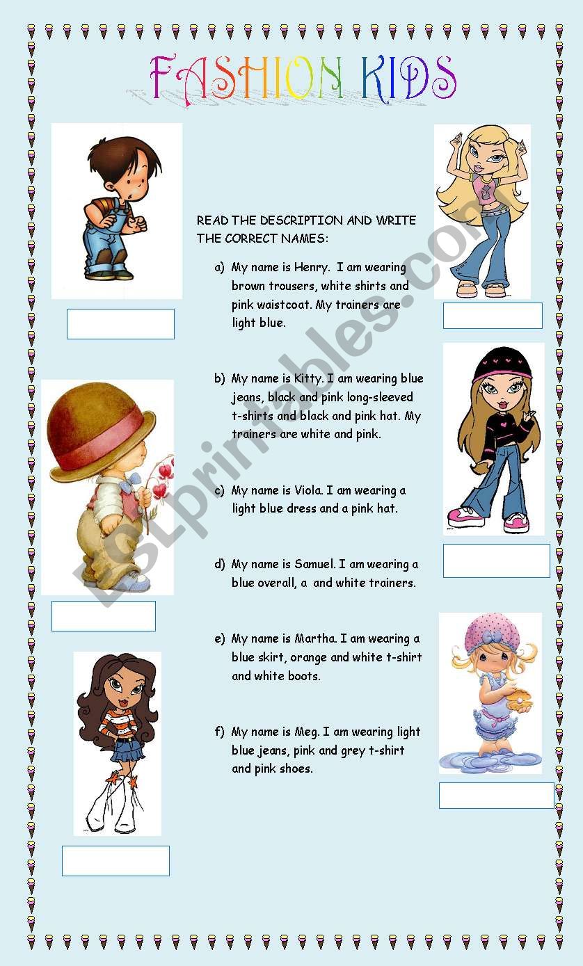 Fashion kids worksheet