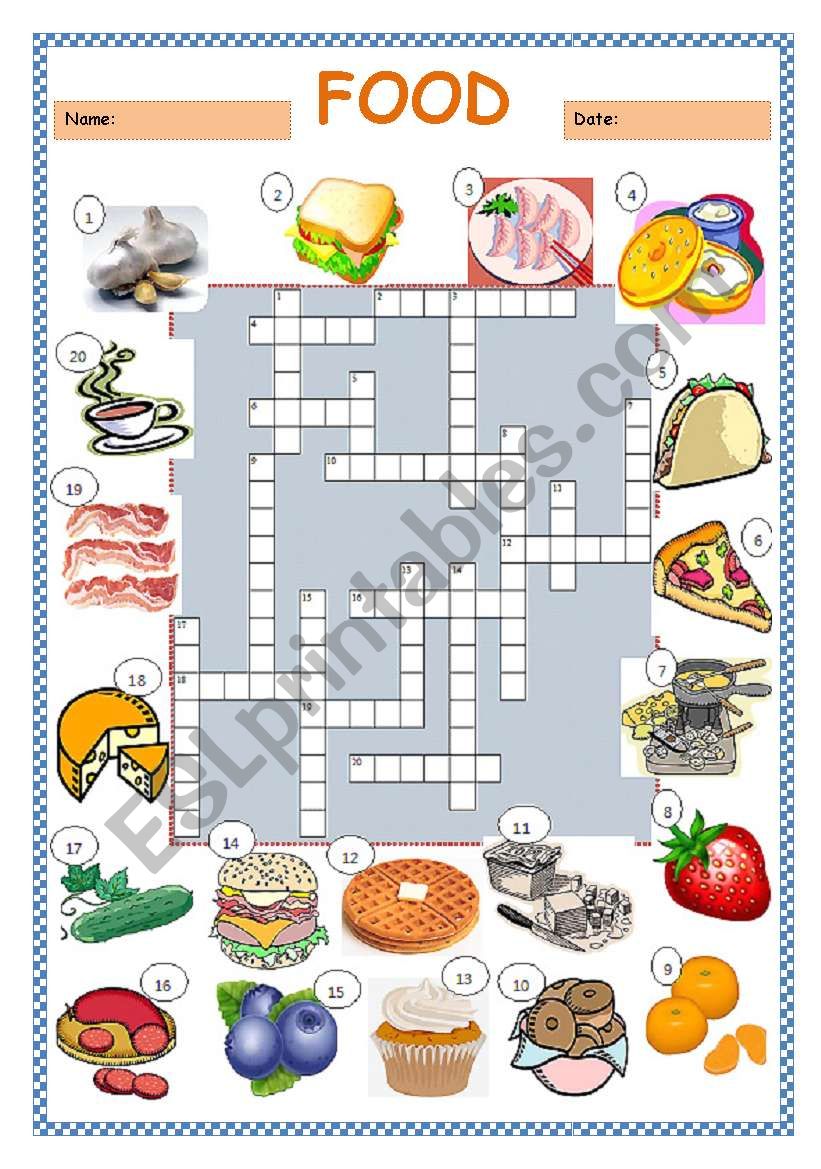 Food Crossword Puzzle worksheet
