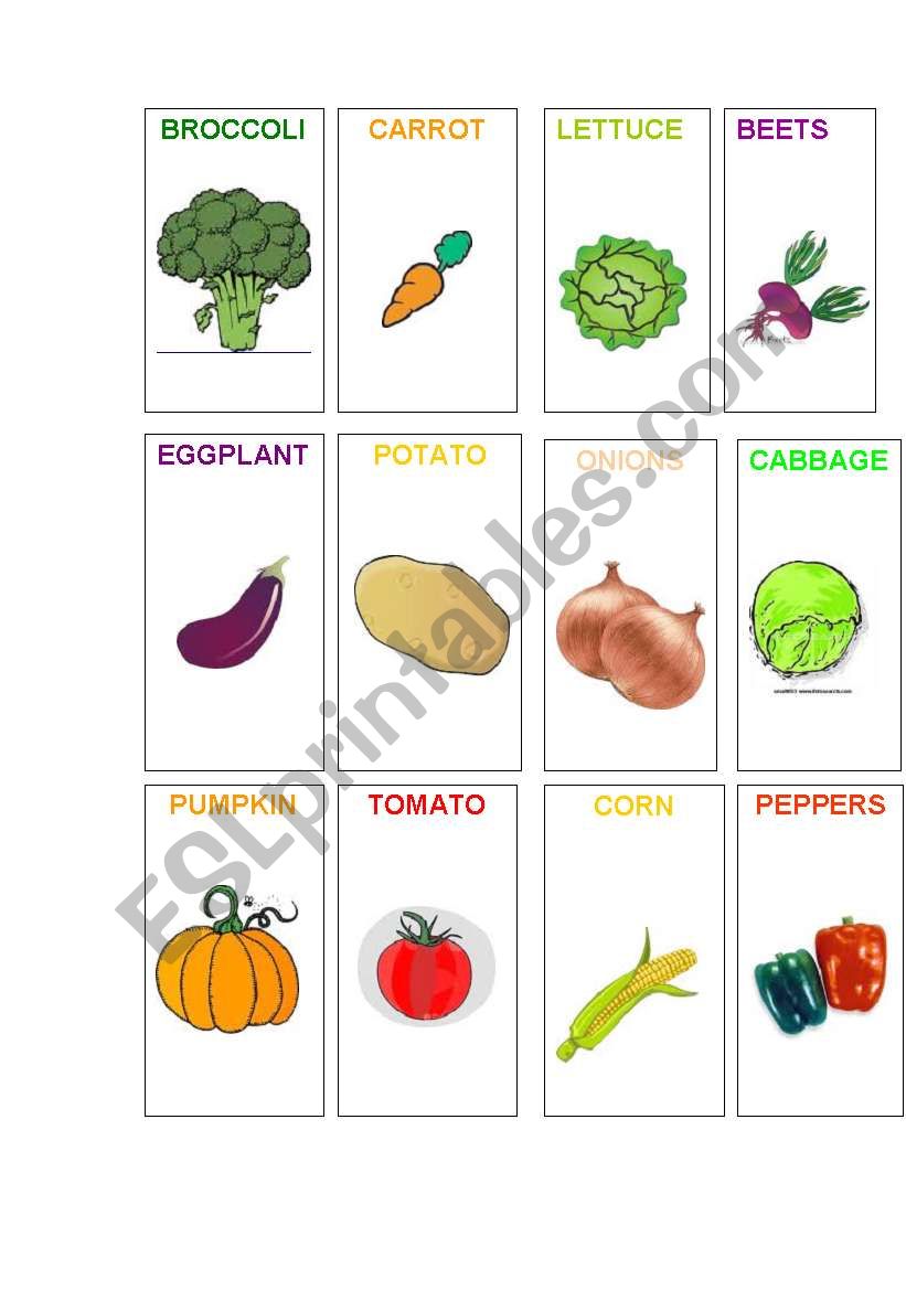 Vegetables worksheet