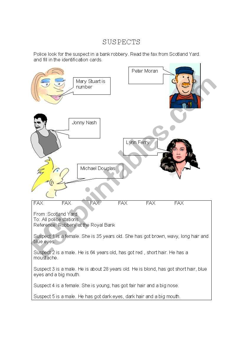 SUSPECTS worksheet