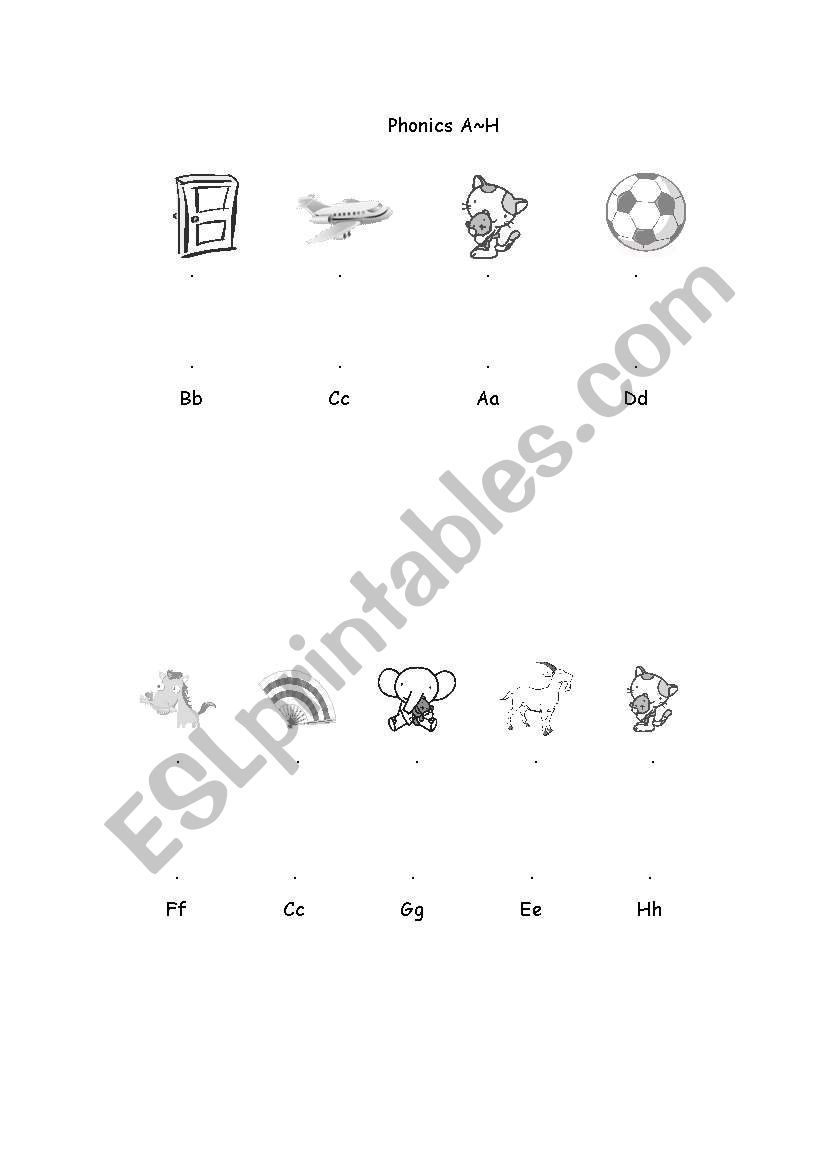 phonics A~H worksheet