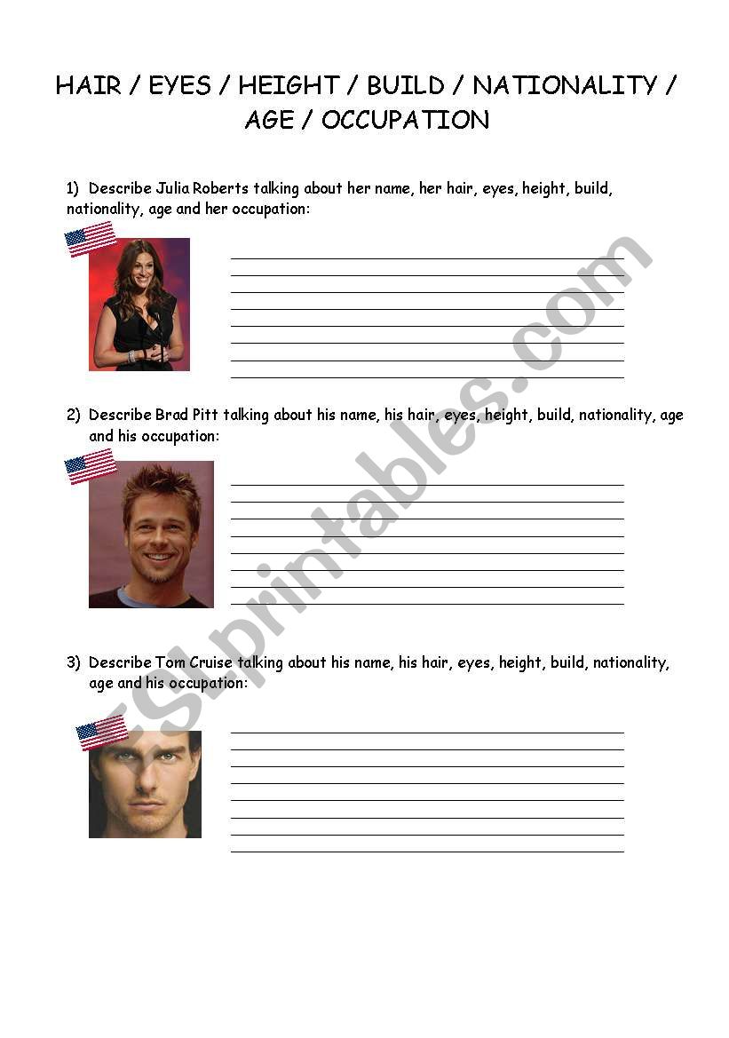 Describing Famous People worksheet