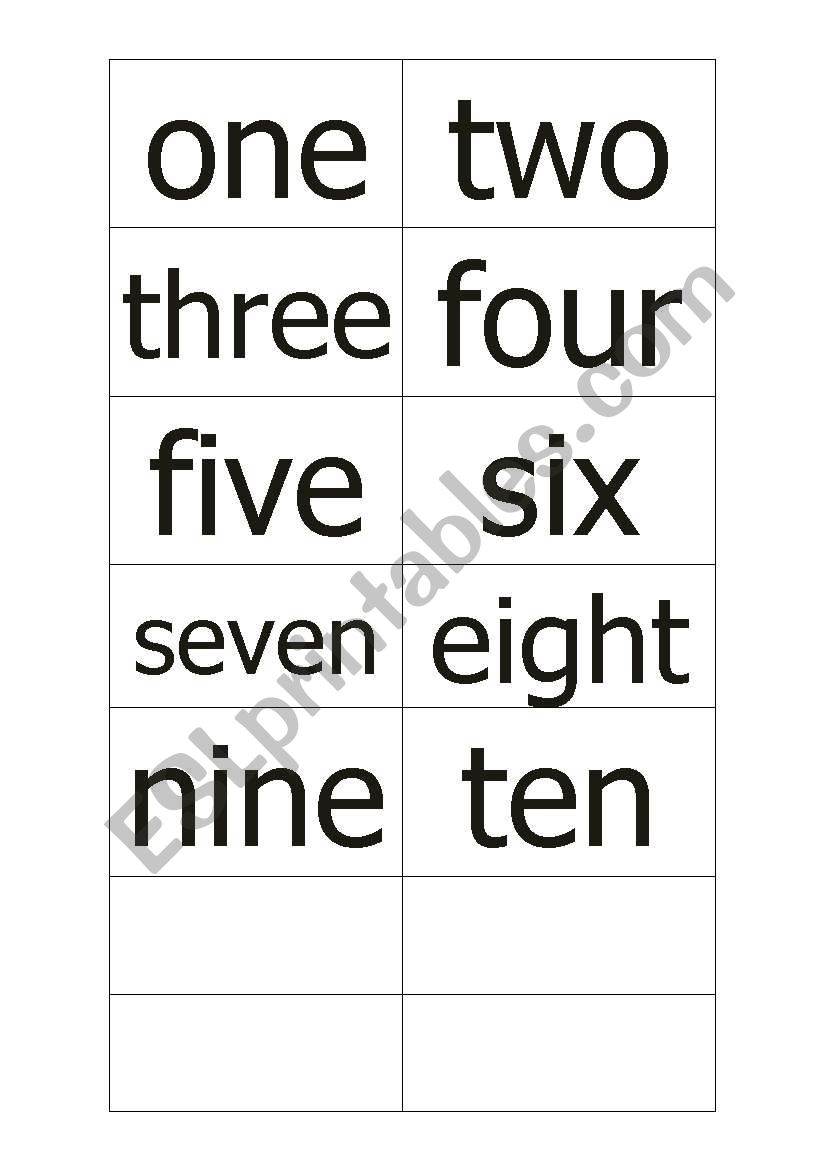 Numbers domino worksheet