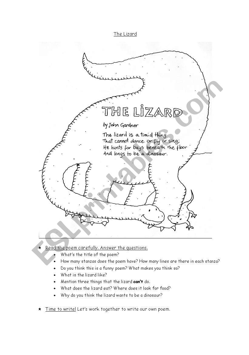 The lizard worksheet