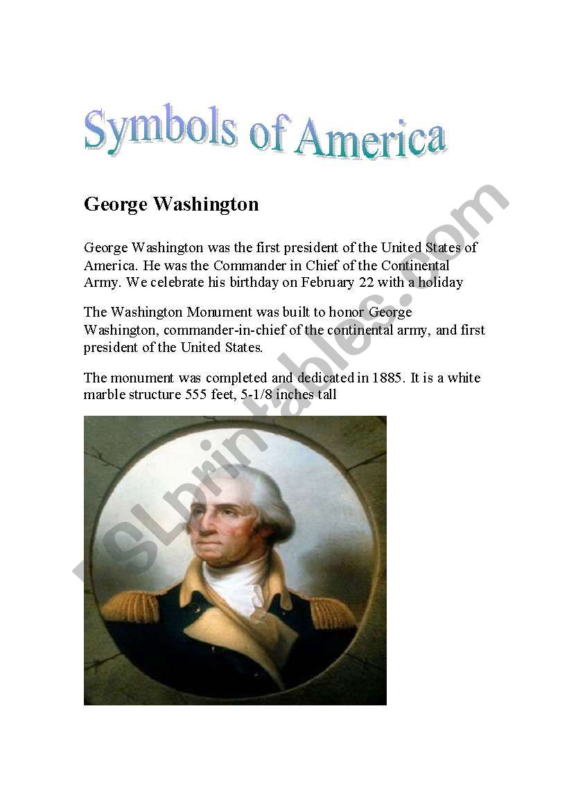 Symbols of America worksheet