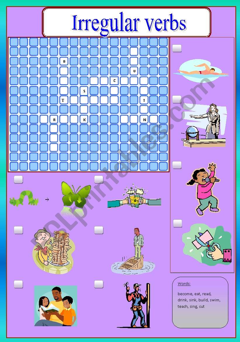 Irregular Verbs Crosswords worksheet