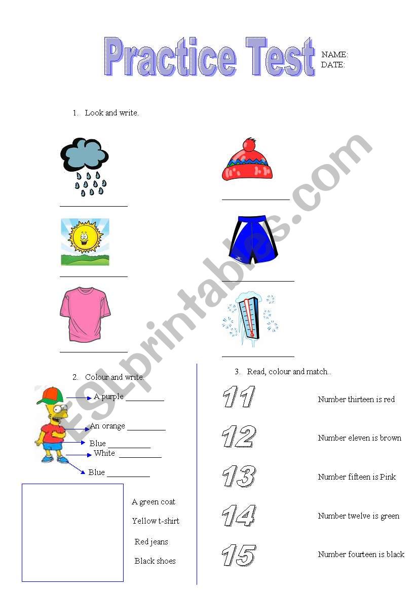 THE WEATHER AND CLOTHES   worksheet