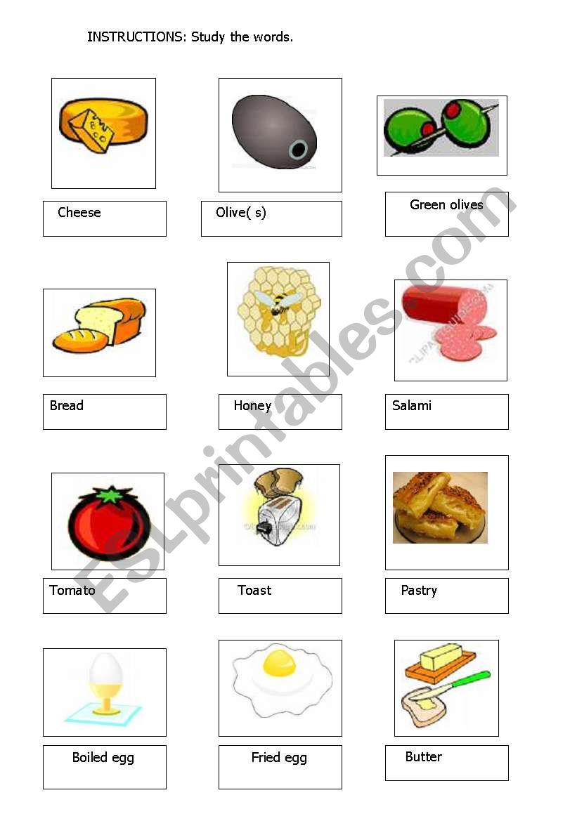 Breakfast worksheet