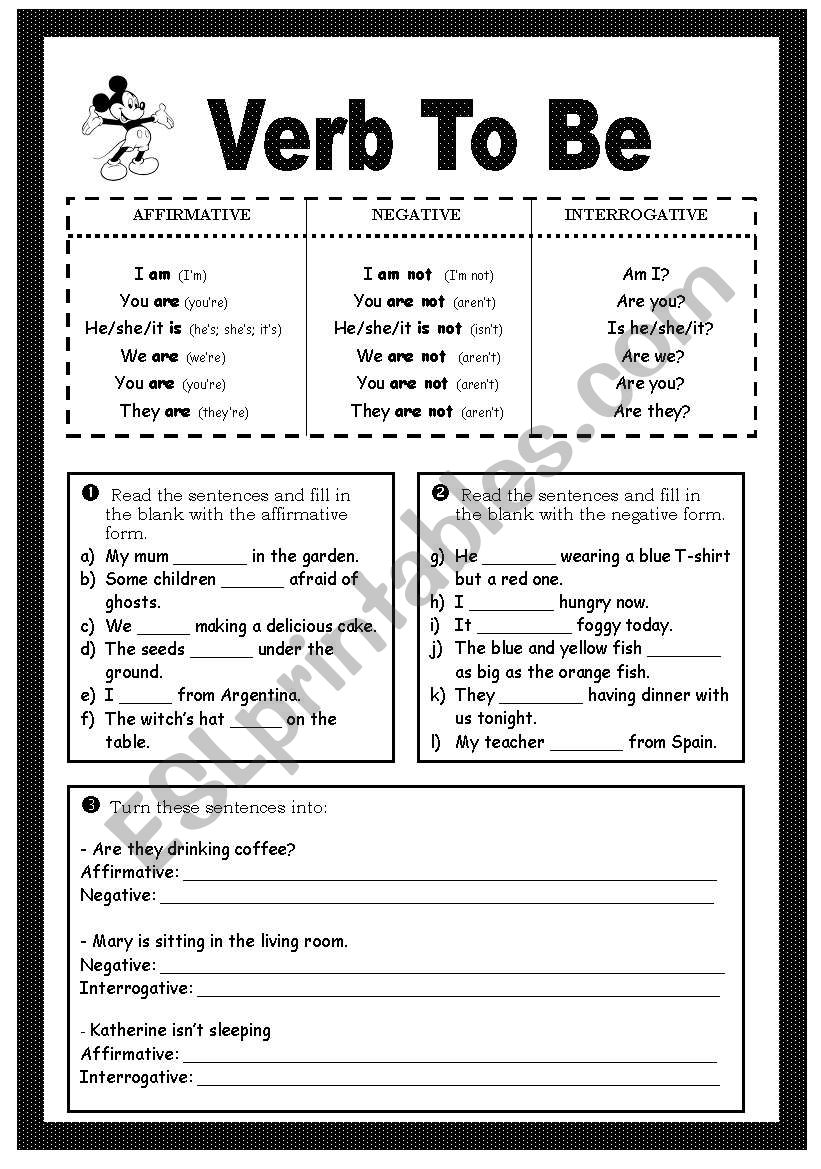 Verb To Be worksheet