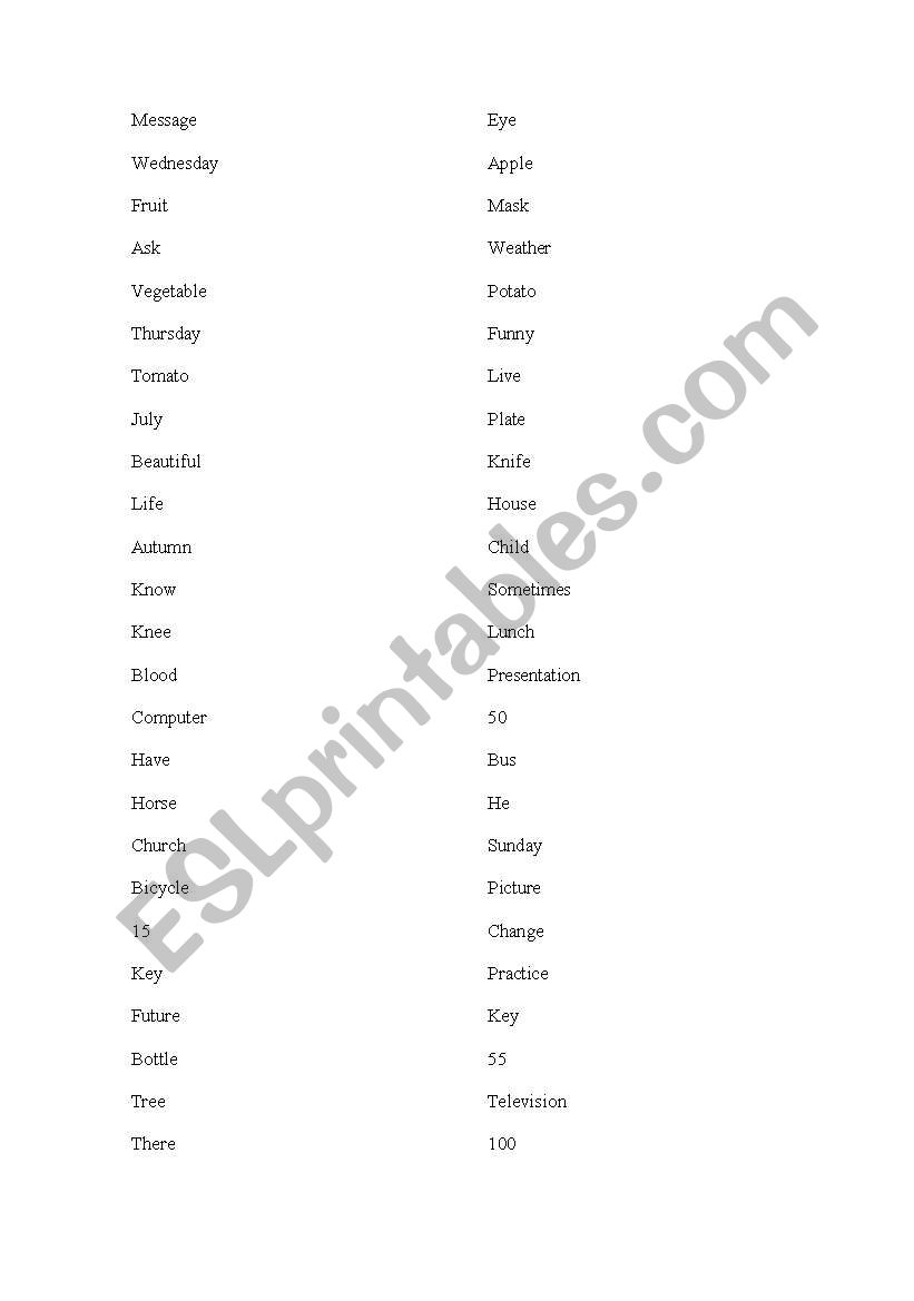 Mispronounced words. Game worksheet