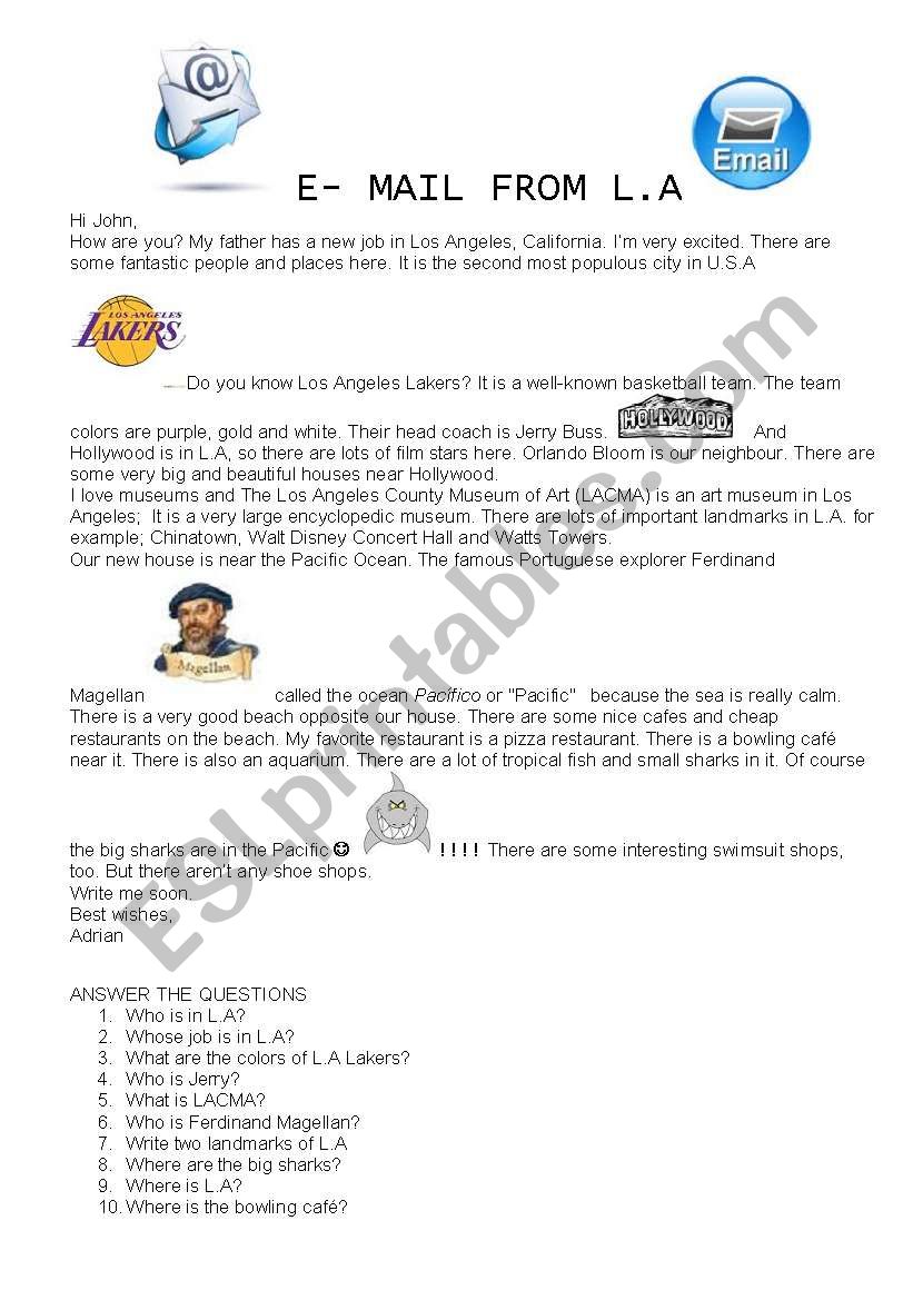 E-mail from L.A  worksheet