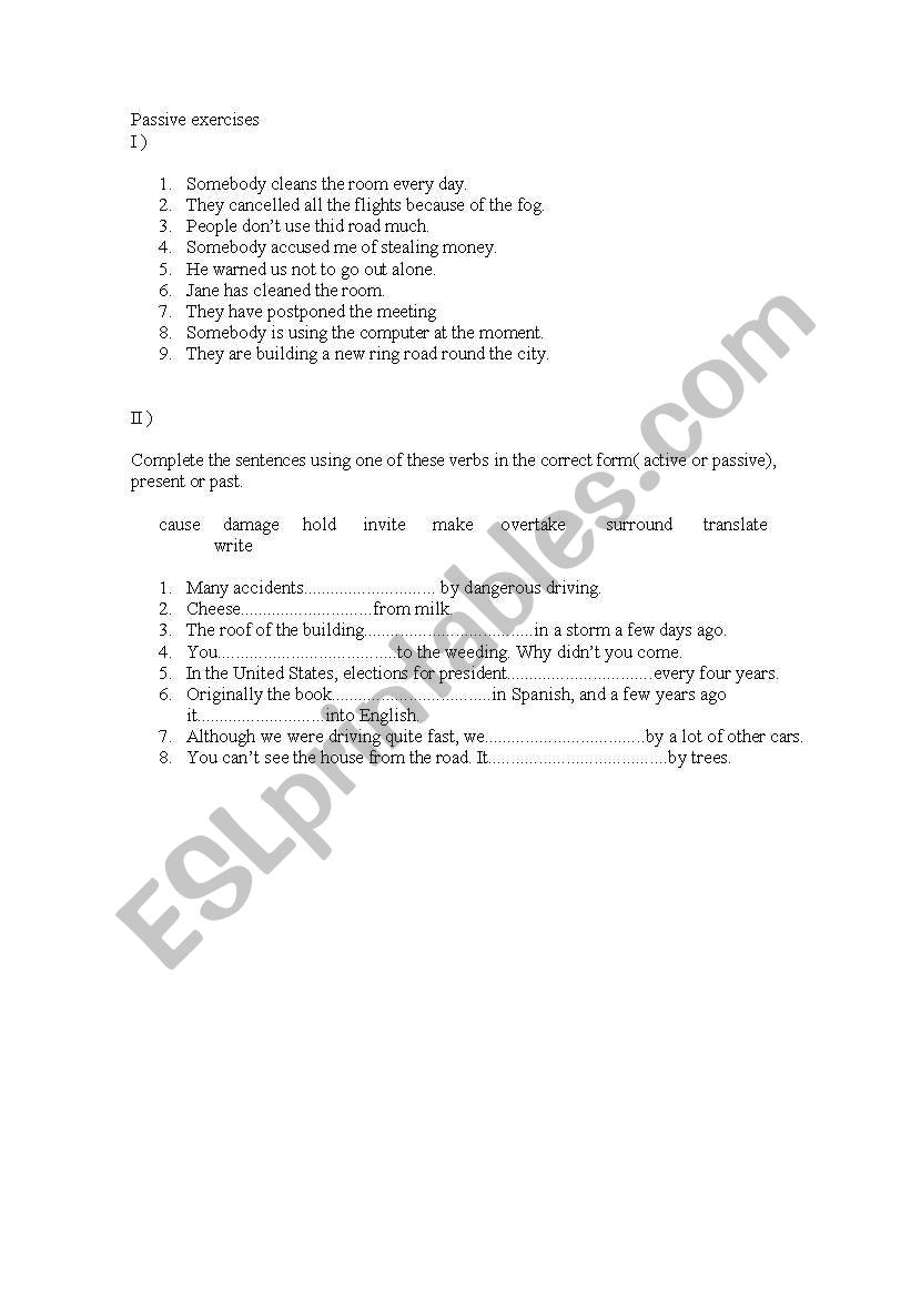 Passive voice worksheet