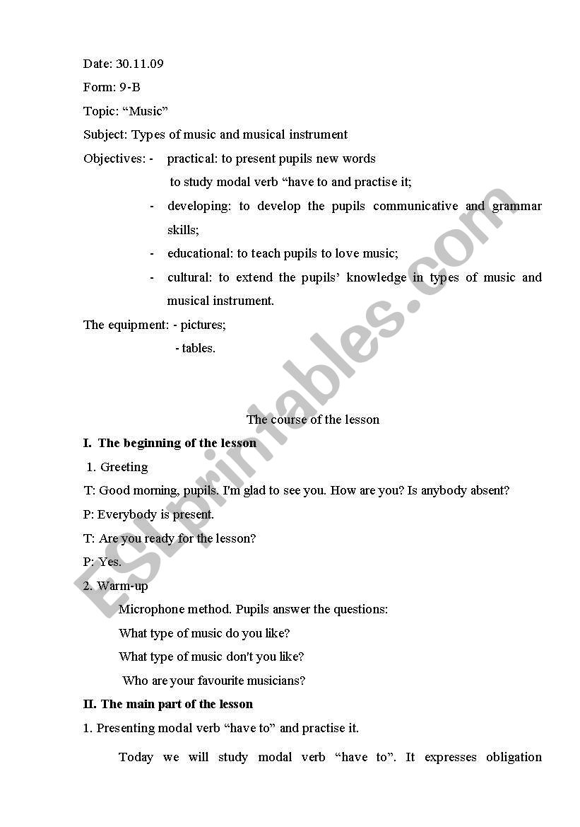 Music worksheet