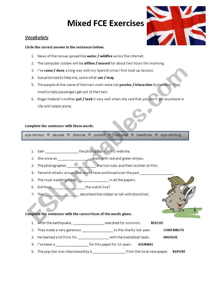 MIXED VOCABULARY EXERCISES (FCE preparation) 2