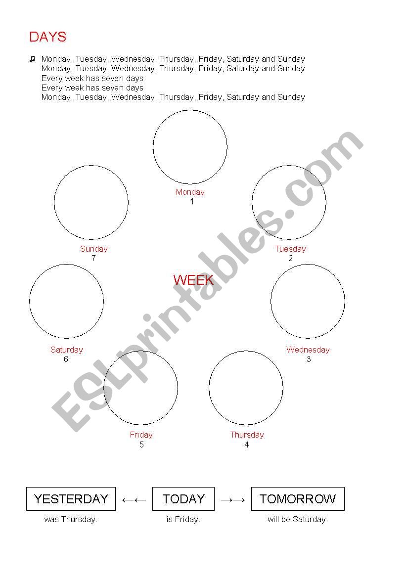 Days of week worksheet